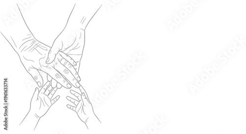 Generational Hands Minimalist Line Art of Continuity and Wisdom