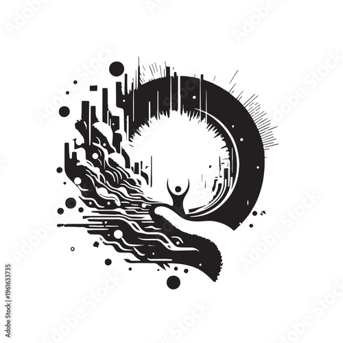 Black Hope after disaster  Silhouette Vector, High Quality Illustration on White Background