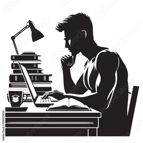 Black Learning discipline Silhouette Vector, High Quality Illustration on White Background