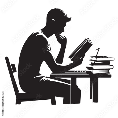 Black Learning discipline Silhouette Vector, High Quality Illustration on White Background