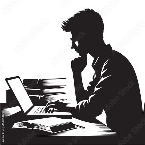 Black Learning discipline Silhouette Vector, High Quality Illustration on White Background