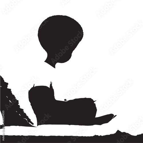 Black Kid reading bedtime Silhouette Vector, High Quality Illustration on White Background