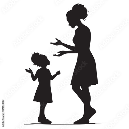 Black Parent teaching values Silhouette Vector, High Quality Illustration on White Background