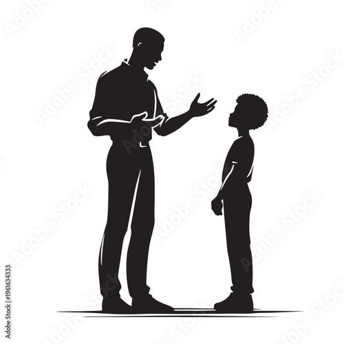 Black Parent teaching values Silhouette Vector, High Quality Illustration on White Background