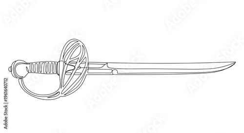 Vintage Saber Sword Outline Illustration - Old Military Weapon