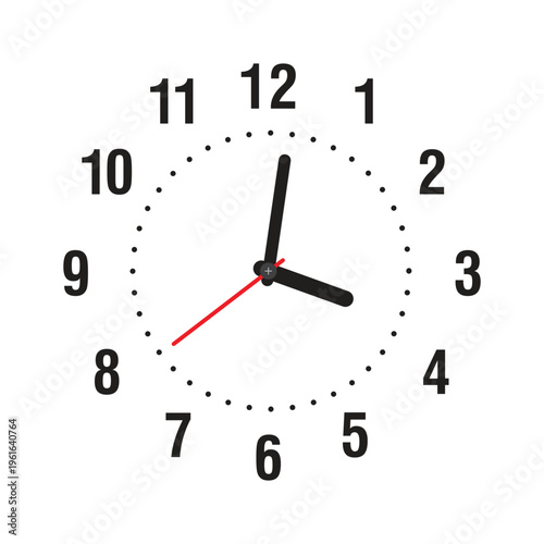Classic Analog Wall Clock Face with Black Numbers