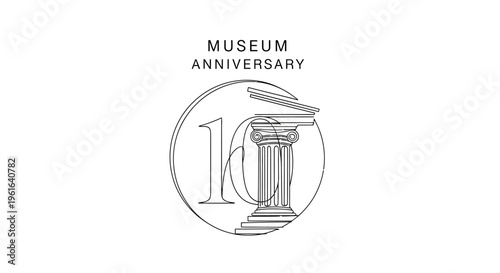 Museum Anniversary Logo - 100 Years Celebration Icon with Column