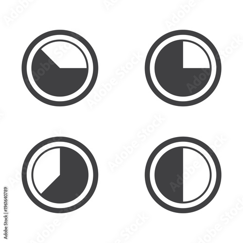 Pie Chart Progress Icons and Time Segment Symbols