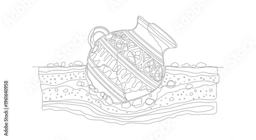 Archaeological Excavation: Ancient Clay Pot Unearthed in Stratified Soil