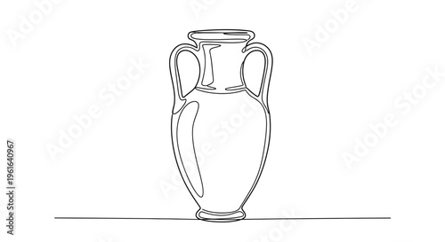 Ancient Roman Amphora Outline - Simple Line Art Vector Illustration