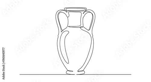 Ancient Amphora Silhouette - Minimalist Line Art of Greek Pottery