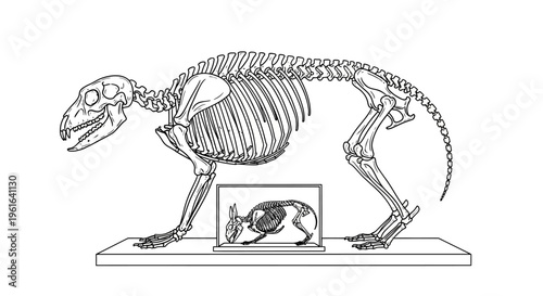 Animal Skeleton Illustration and Taxidermy Display