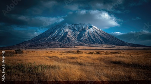 Majestic mountain under dramatic sky scenic landscape photography