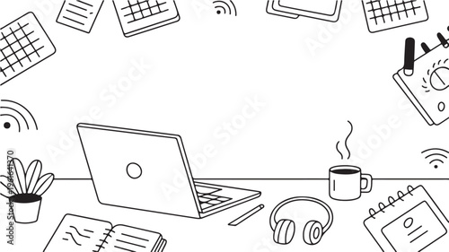 Home Office Workspace With Laptop And Accessories For Remote Work Concepts