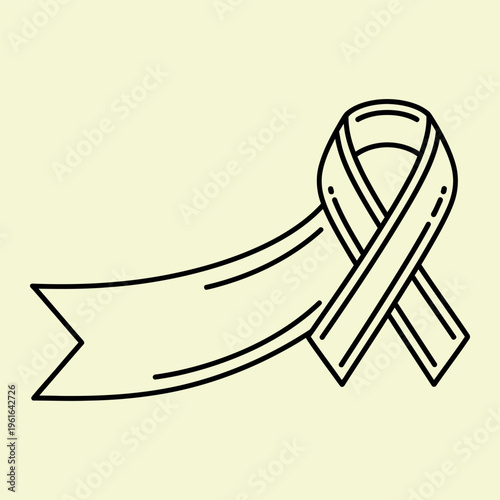 Wallpaper Mural Minimal line ribbon symbol on pale yellow background line minimal ribbon black lines simple style Torontodigital.ca