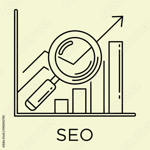 Wallpaper Mural Minimal line S E O concept with magnifying glass and bar graph line minimal magnifying glass chart search engine optimization Torontodigital.ca