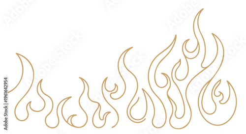 Stylized golden fire outlines on a clean white backdrop for a decorative graphic illustration design resource