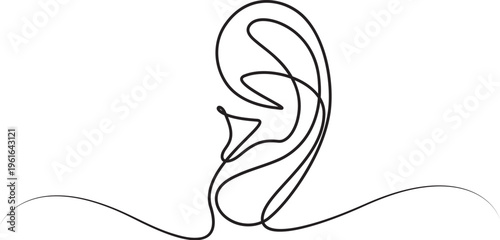 Minimalist Human Ear Continuous One Line Art Illustration. 
