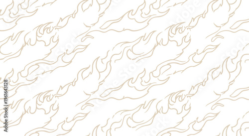 Subtle abstract flame outline pattern in light beige on a clean white background for various design applications