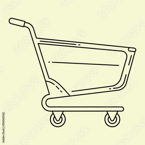 Wallpaper Mural Minimal line shopping cart line minimal black lines pale yellow background simple e-commerce symbol Torontodigital.ca