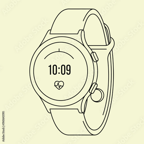 Wallpaper Mural Minimal line smartwatch with heart rate monitor display line minimal digital watch wearable technology Torontodigital.ca
