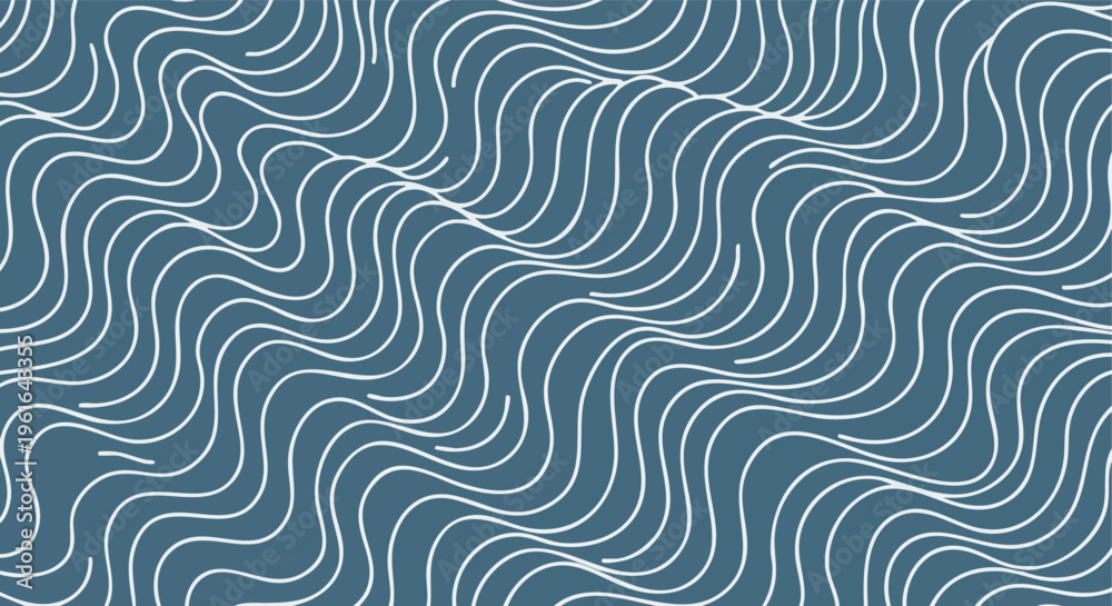 Fototapeta premium Wavy lines pattern on muted blue background creating a flowing abstract texture for digital art design projects