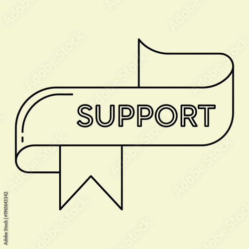 Wallpaper Mural Minimal line support banner with ribbon line minimal label Torontodigital.ca
