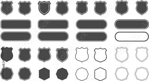 Versatile collection of shield, banner, and octagon shapes vector graphic elements set