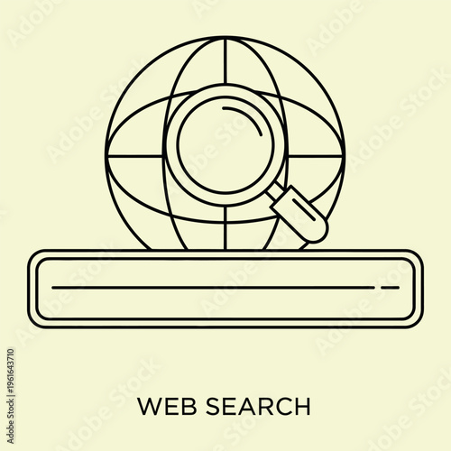 Wallpaper Mural Minimal line web search with magnifying glass and globe line minimal magnifying glass search bar black lines Torontodigital.ca