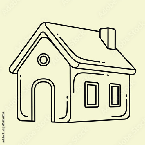 Wallpaper Mural Simple line house with black outline on pale yellow background line simple roof Torontodigital.ca