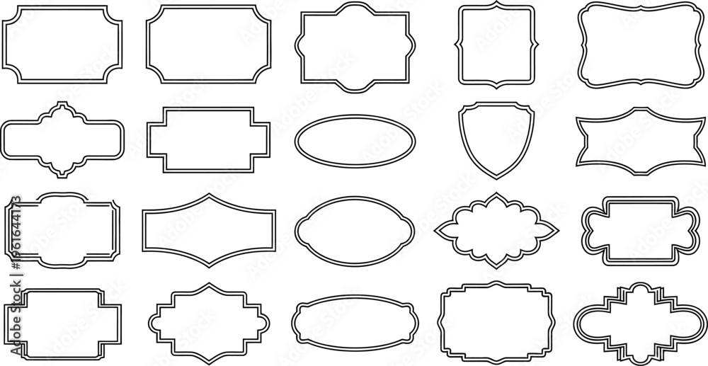 Obraz premium Elegant collection of diverse vector frames and labels with decorative outlines on a light background