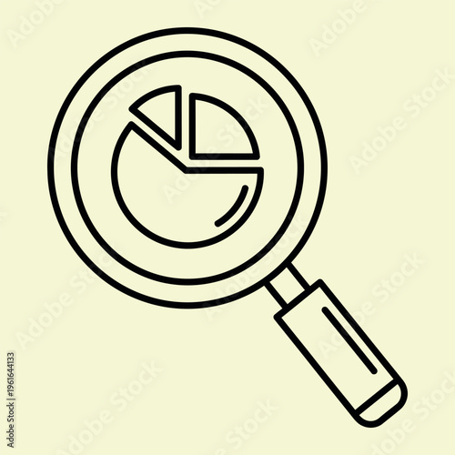 Wallpaper Mural Black line magnifying glass with pie chart line black lines cream background business Torontodigital.ca