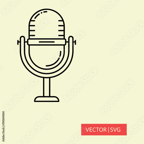 Wallpaper Mural Black line microphone on stand with pale yellow background line black lines audio equipment Torontodigital.ca