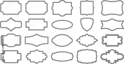 Elegant collection of diverse vector frames and labels with decorative outlines on a light background