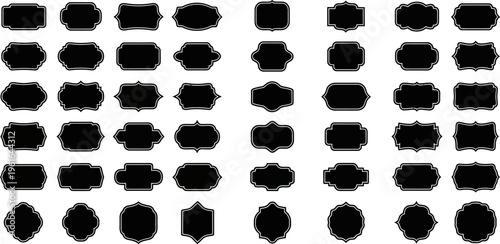 Large Collection of Various Black Vintage Labels and Frames Vector Illustration
