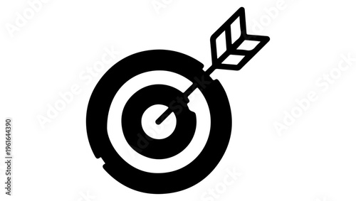 Free Download A black and white illustration of an arrow hitting a target s center - GFXLoad