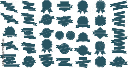 Versatile collection of vector ribbon banners and badge shapes for design elements