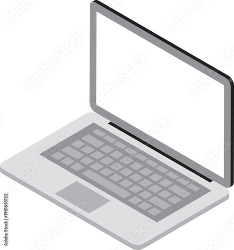 Isometric laptop computer illustration for business and technology design.