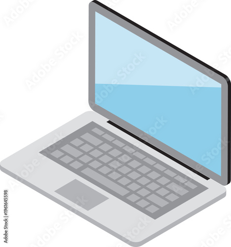 Isometric laptop computer illustration for business and technology design.