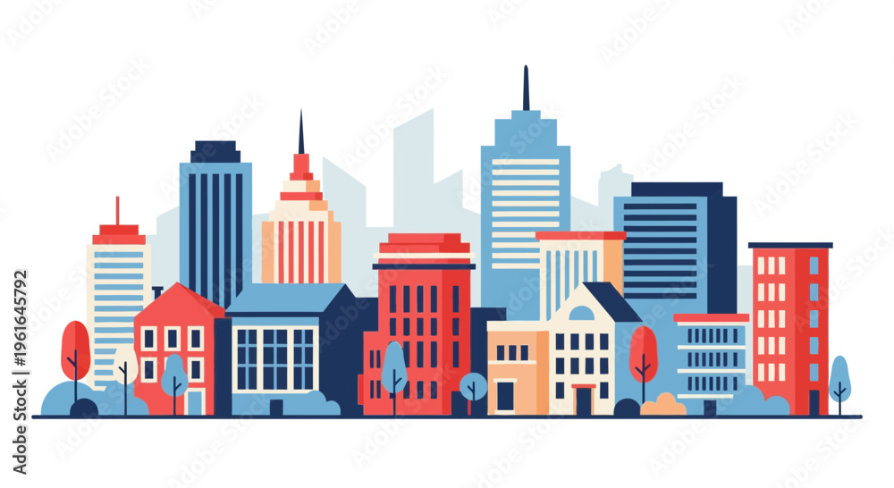 Fototapeta premium City Skyline with Colorful Buildings Downtown.