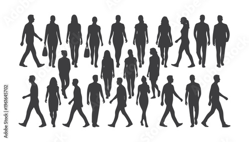 walking people silhouettes