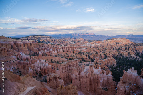 Sunset view landscape of Amphitheater in Bryce Canyon National Park. travel landmark, tourism.
