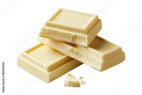 Stack of white chocolate bars pile isolated on a transparent background