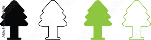Set of Pine Tree Icons for Nature, Forestry, and Environmentally Friendly Design
