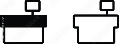 Cashier Desk and Checkout Counter Vector Icons