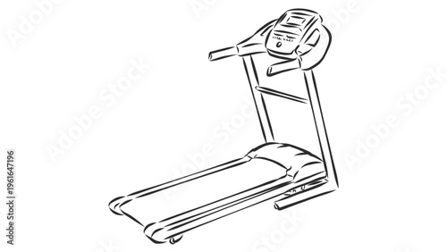 A minimalist line art illustration of a treadmill for fitness and exercise
