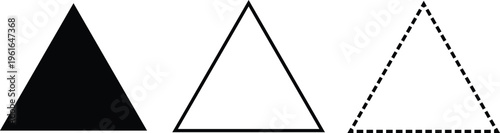Triangle Vector Icon Set with Minimalist Geometric Shape and Dashed Outline Style