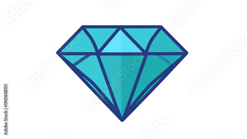 Flat Diamond Icon, Minimal Jewelry Gem Vector