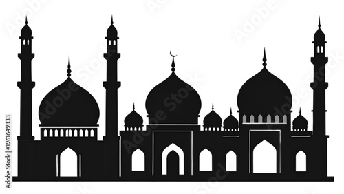 Mosque Silhouette Vector, Islamic Architecture Flat Design EPS 10