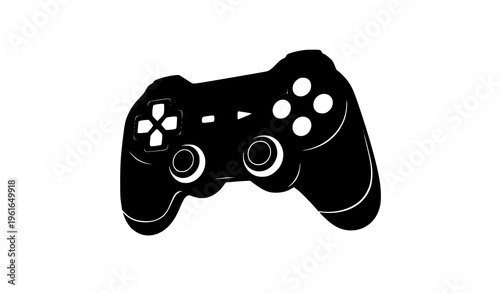 Stylized flat game controller vector icon in silhouette style for apps and UI design